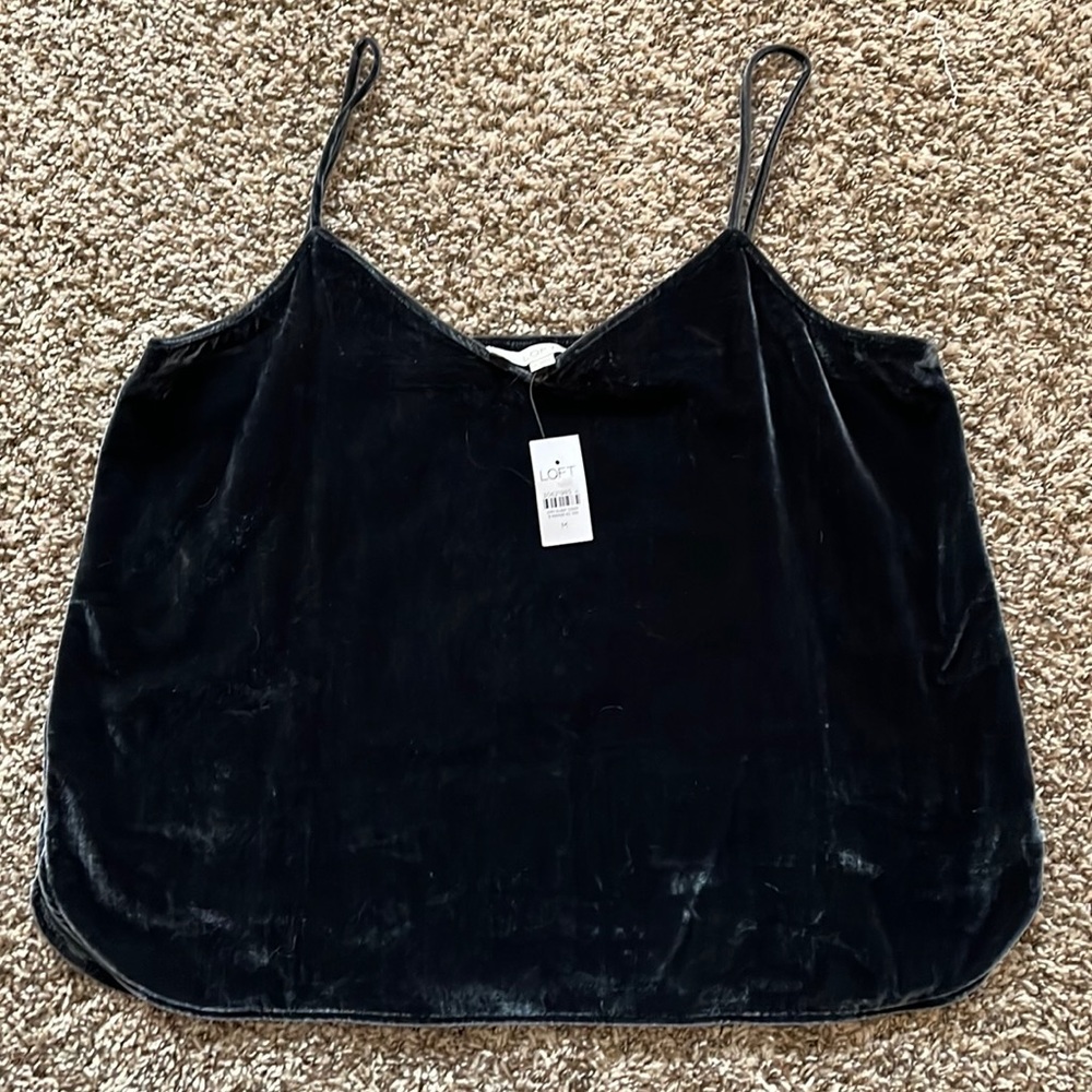 Dark Grey Boxy Velour Tank Top